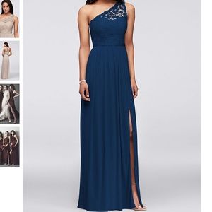 Davids Bridal One Shoulder Lace Bridesmaid Dress